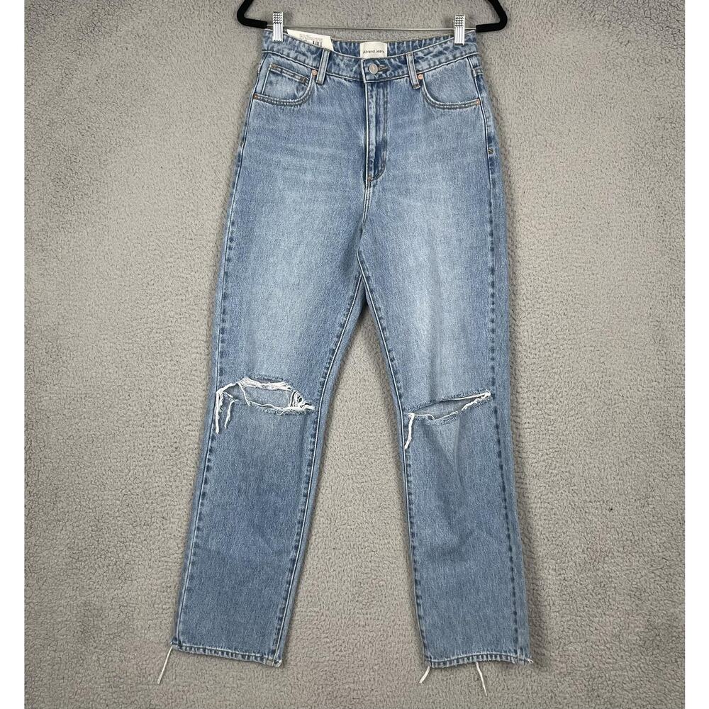 Abrand Jeans Womens 28 Blue A 94 High Straight Sylvie Rip Distressed Denim Pants